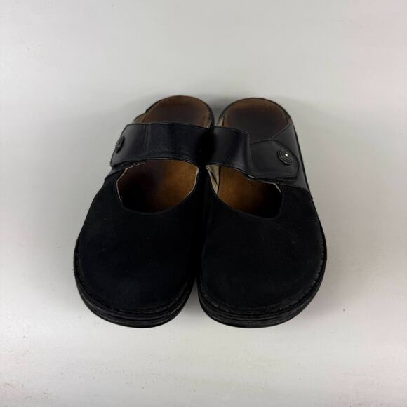 Finn Comfort Asinara Clogs Women's 10 Black Leather Slip-On Adjustable Strap - Picture 4 of 9
